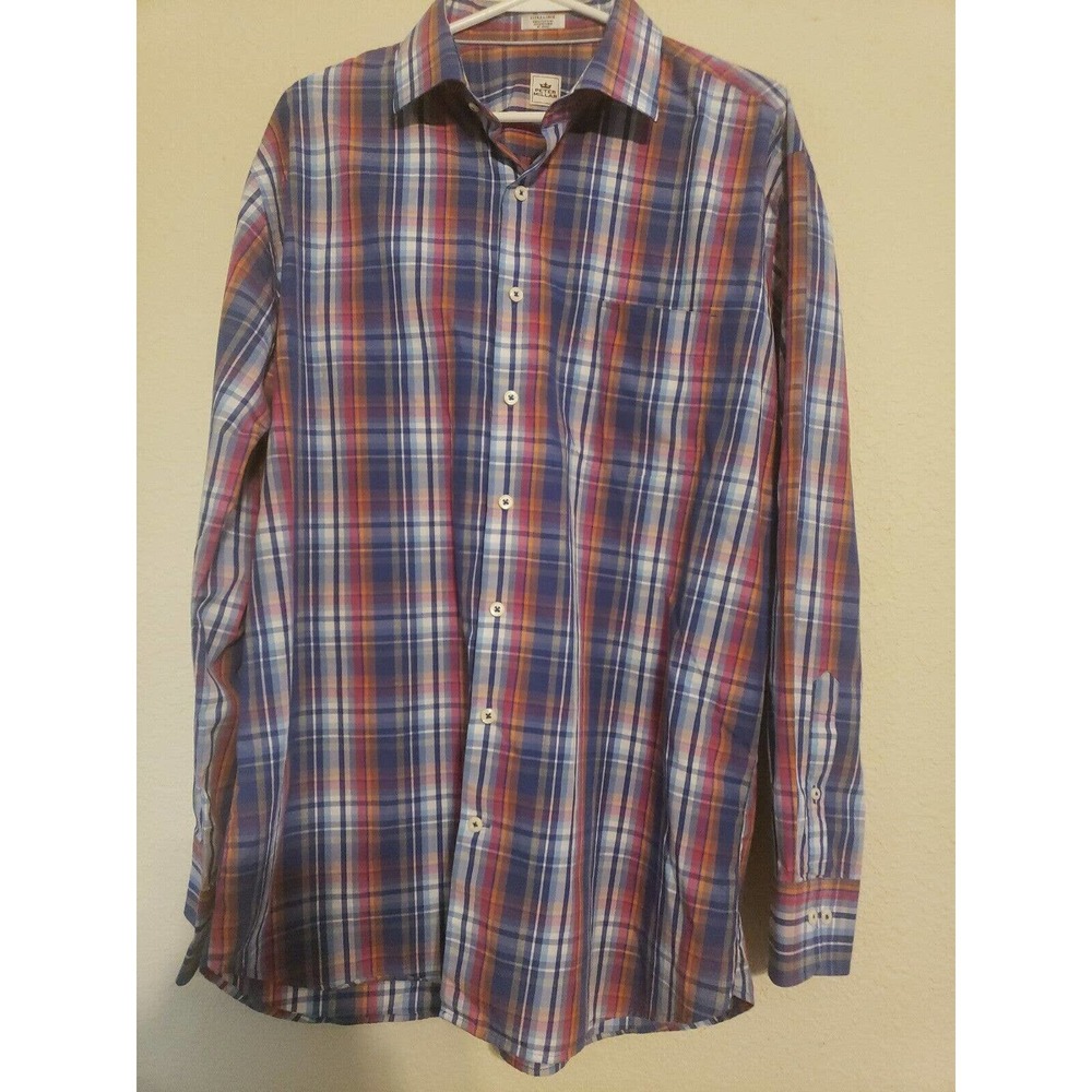 Peter Miller Crown Mens Plaid Cotton Long Sleeve Collared Button Front Shirt XL